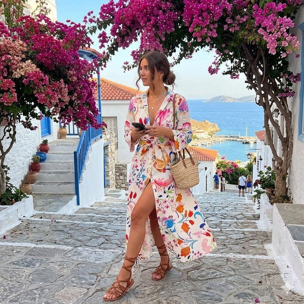 Zara Floral Midi Poplin Belted Shirt Dress Bloggers Fav. size L